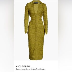 ASOS DESIGN | Cut Out Shirt Bodycon Midaxi Dress in Olive Green